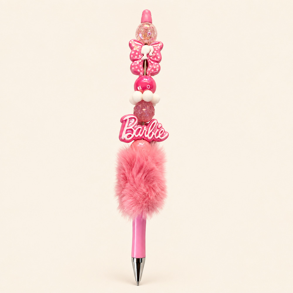 Barbie inspired beaded pen with fur
